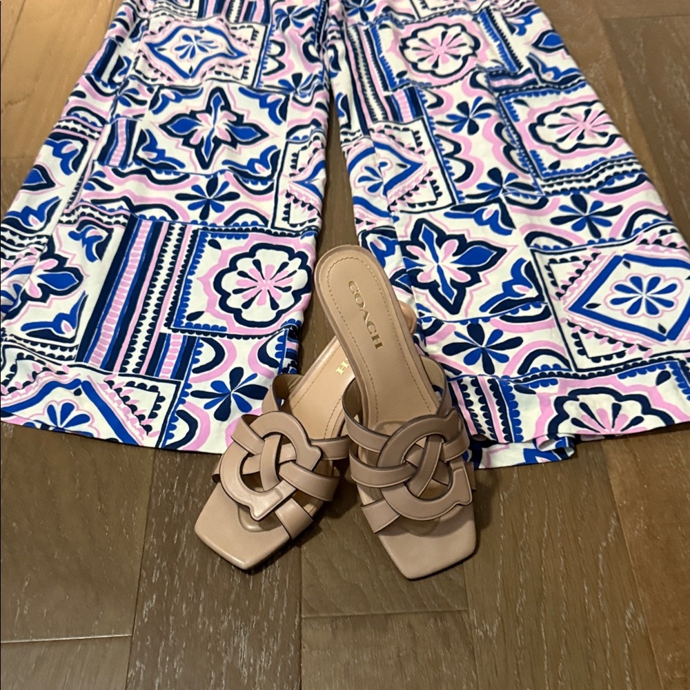Zara Blue and Pink Patterned Wide Leg Pants - Picture 5 of 6